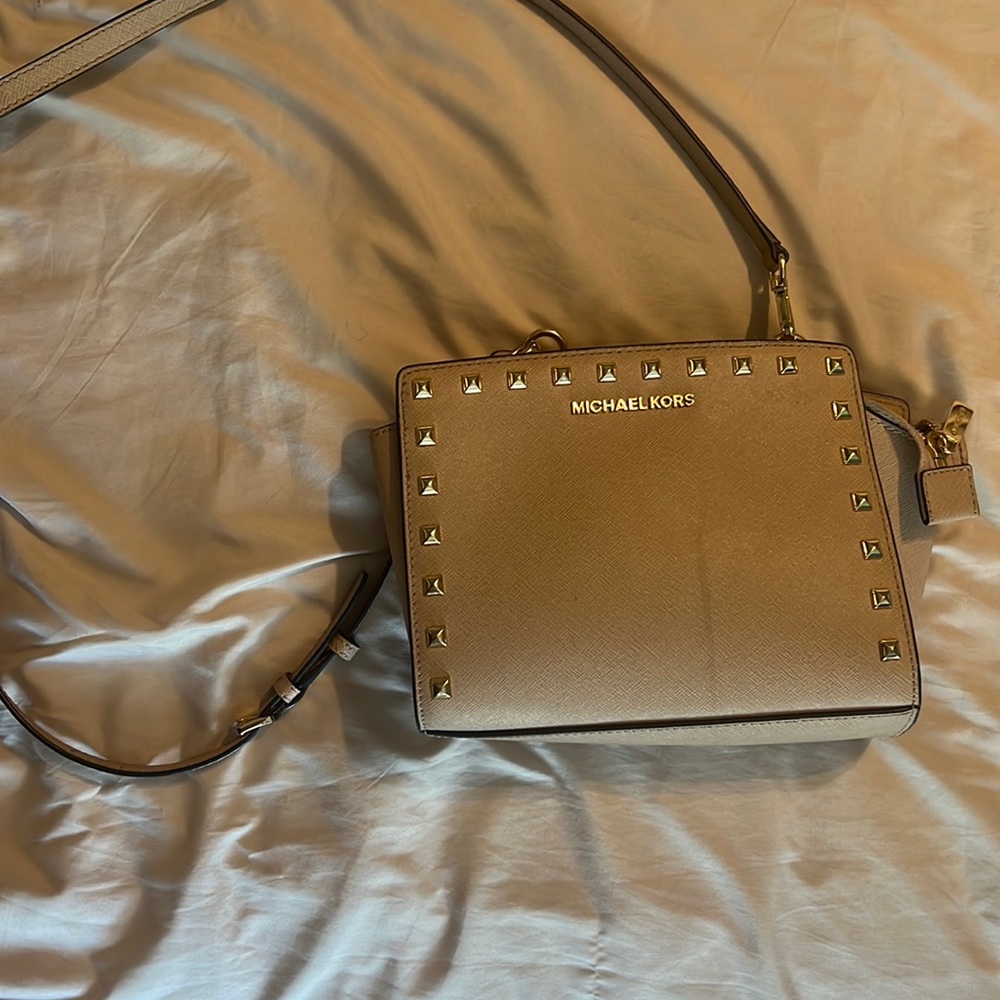 Michael Kors Tan Crossbody Bag with Gold Studs